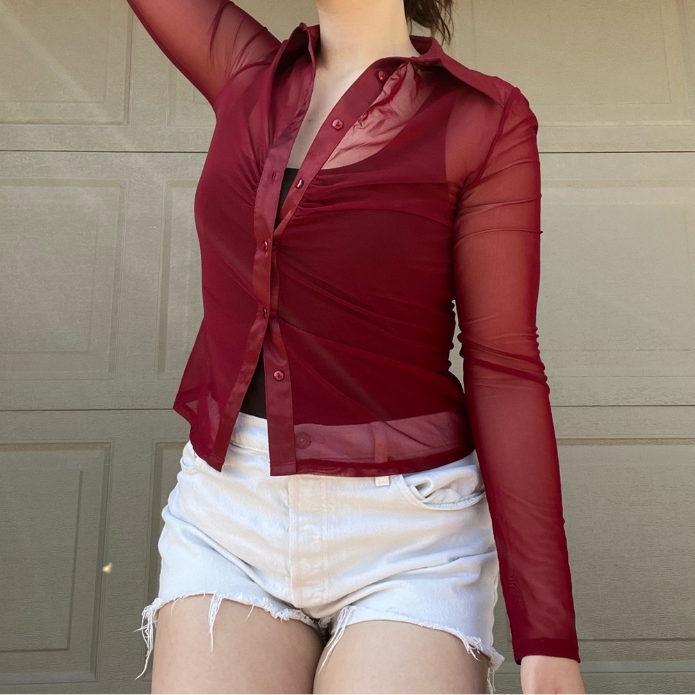 mesh button up by guess jeans 🥀